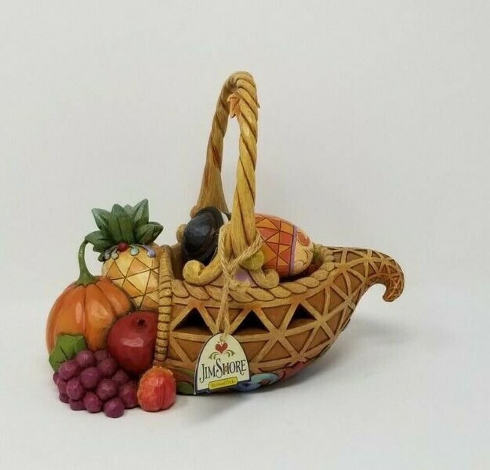 2012 Jim Shore Bounty of Blessings Cornucopia Thanksgiving Centerpiece 4 Eggs